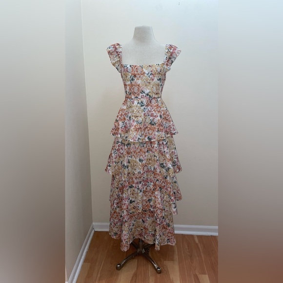 En Saison NWT Floral Romantic Ruffle Embroidered Presley Midi Dress Size Large - Picture 6 of 16